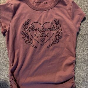 Abercrombie & Fitch Dusty Rose Heart Logo Tee